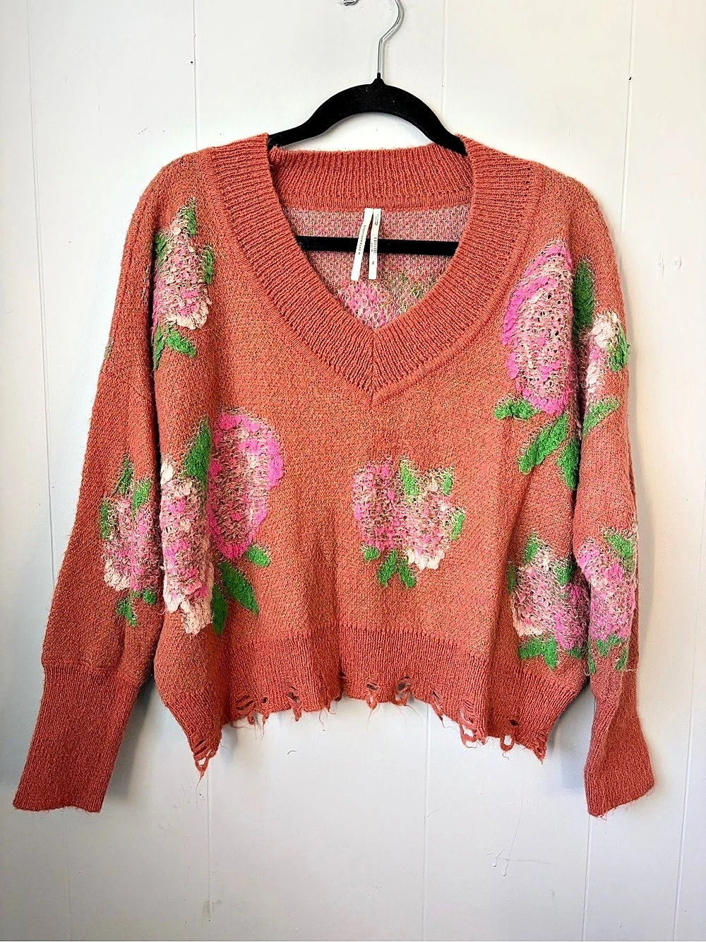 Anthropologie Maeve V-Neck Floral Sweater XS